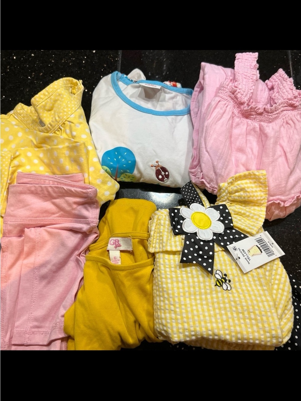 Girls Yellow Gingham Dress with Daisy Bow